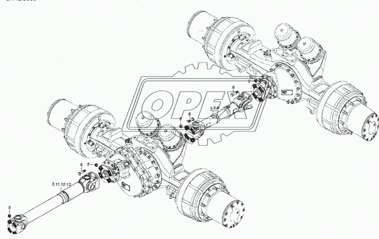 0687550200502/0486 Вал карданный КАМАЗ среднего моста L=1425мм; (L=1418+120 мм., 4 отв., торц. шлиц., КамАЗ-6520) средний мост КАМАЗ
